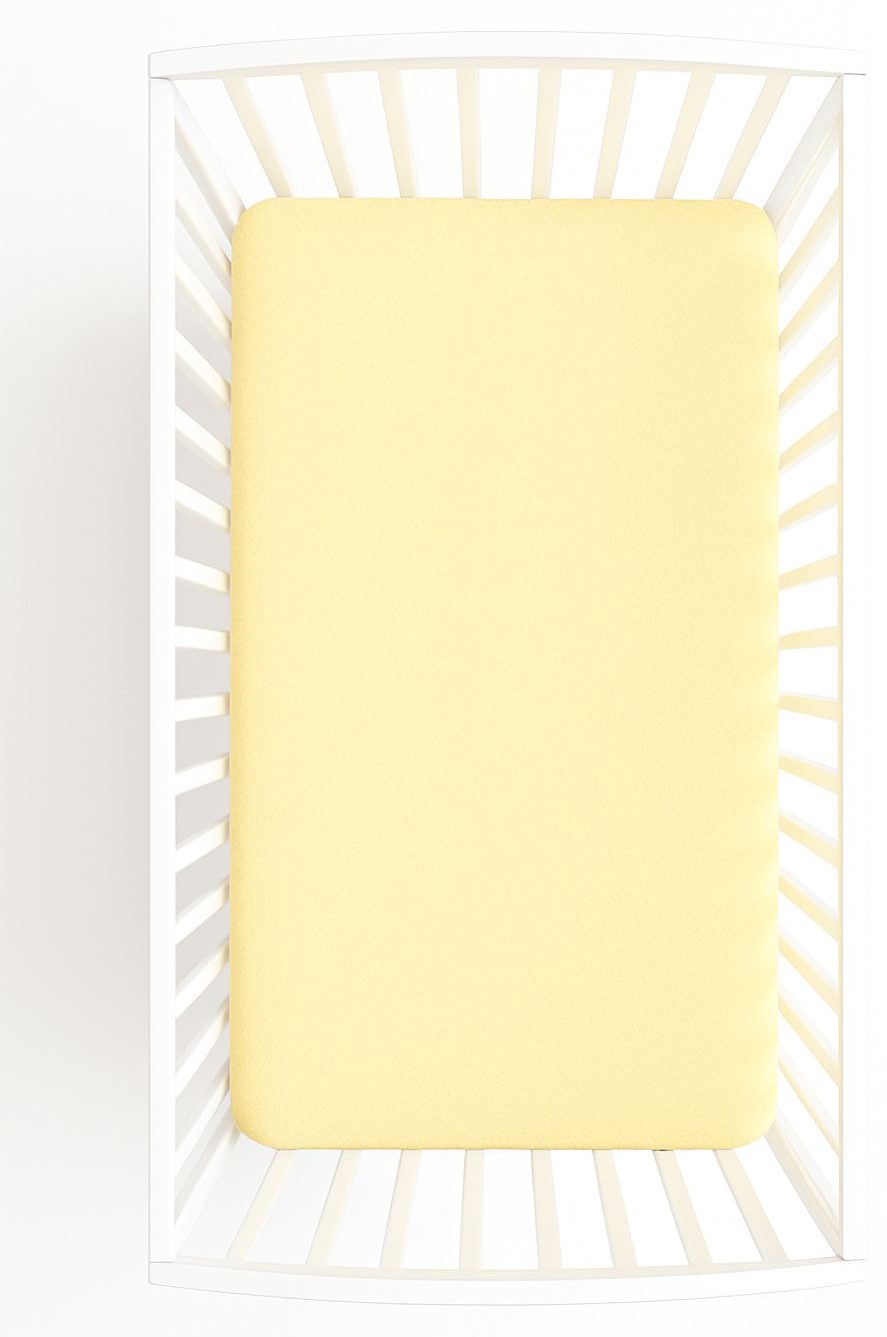 Prześcieradło frotte z gumką do łóżeczka 120x60cm - waniliowe