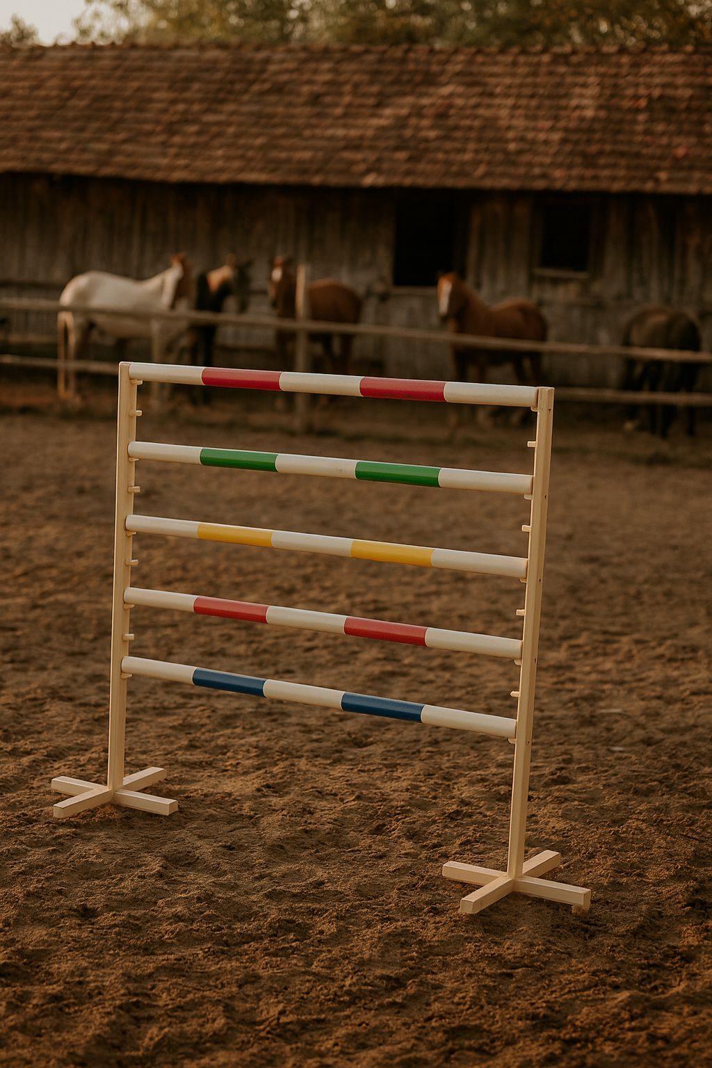 Przeszkoda skokowa do Hobby Horse 120cm, dwie belki - niebieska i żółta