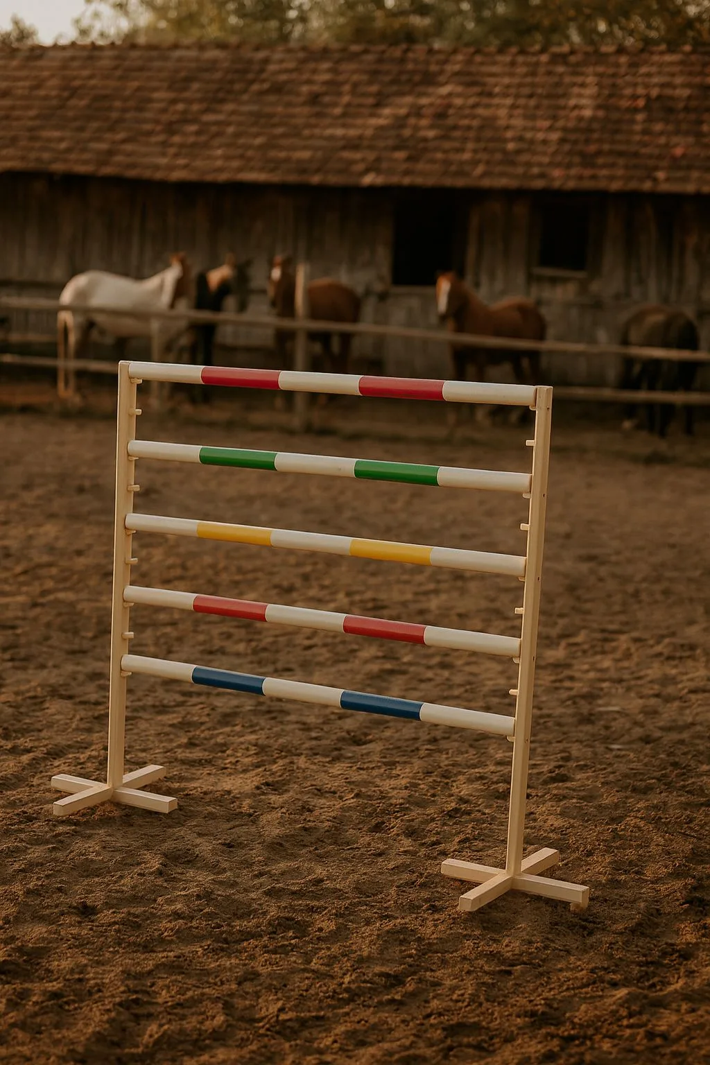 Przeszkoda skokowa do Hobby Horse 120cm, dwie belki - niebieska i żółta