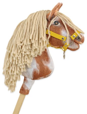 Hobby Horse Średni koń na kiju Premium srokaty tobiano z beżową grzywą A4