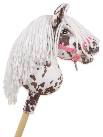 Hobby Horse Mały koń na kiju Premium tarantowaty biało-brązowy z białą grzywą A4