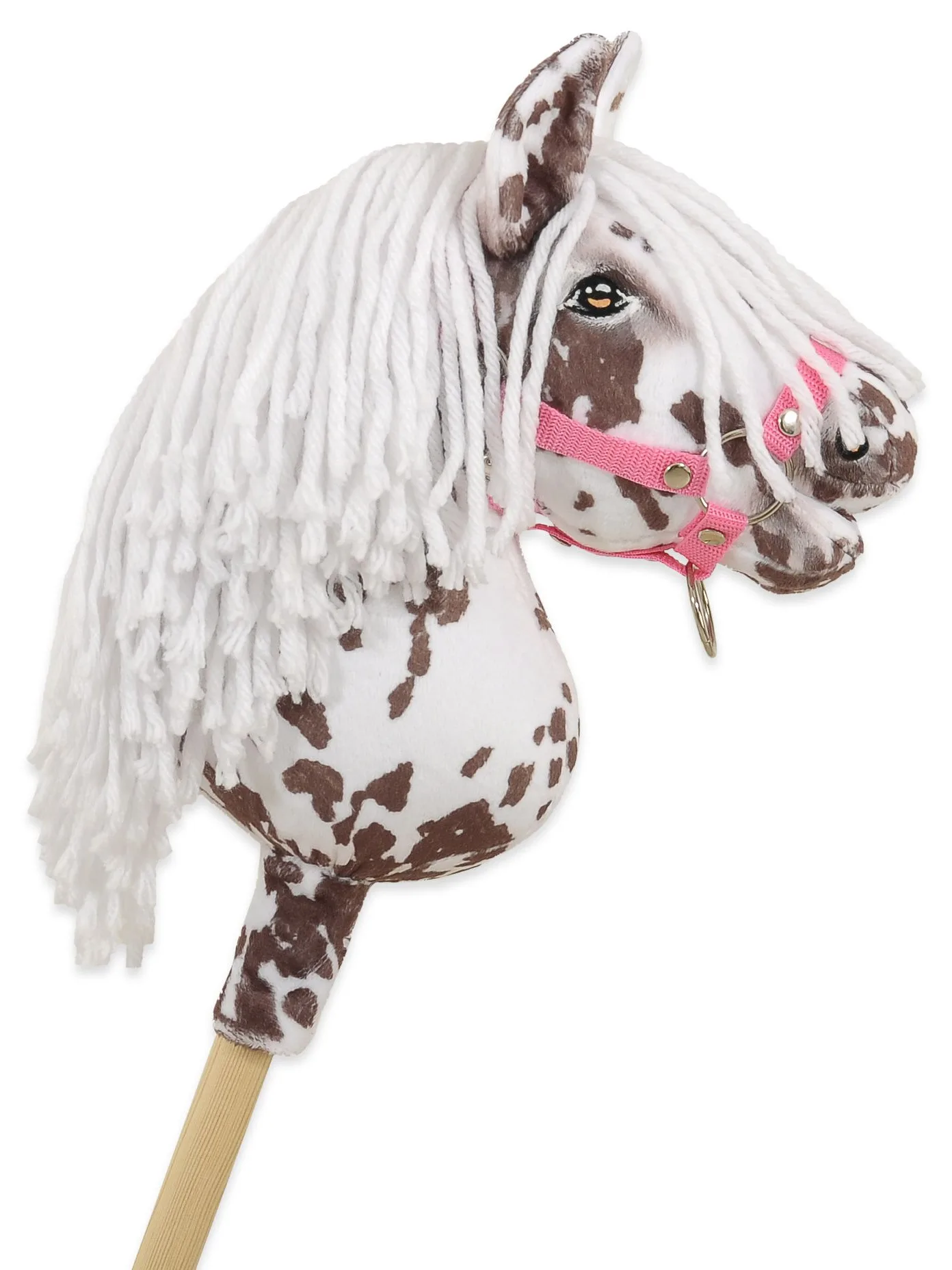 Hobby Horse Mały koń na kiju Premium tarantowaty biało-brązowy z białą grzywą A4