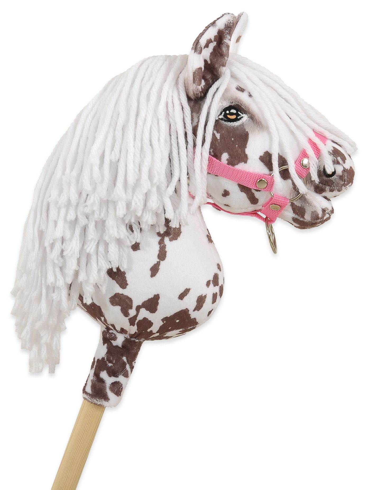Hobby Horse Mały koń na kiju Premium tarantowaty biało-brązowy z białą grzywą A4