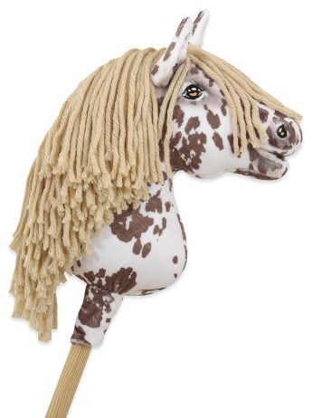 Hobby Horse Mały koń na kiju Premium tarantowaty biało-brązowy z beżową grzywą A4