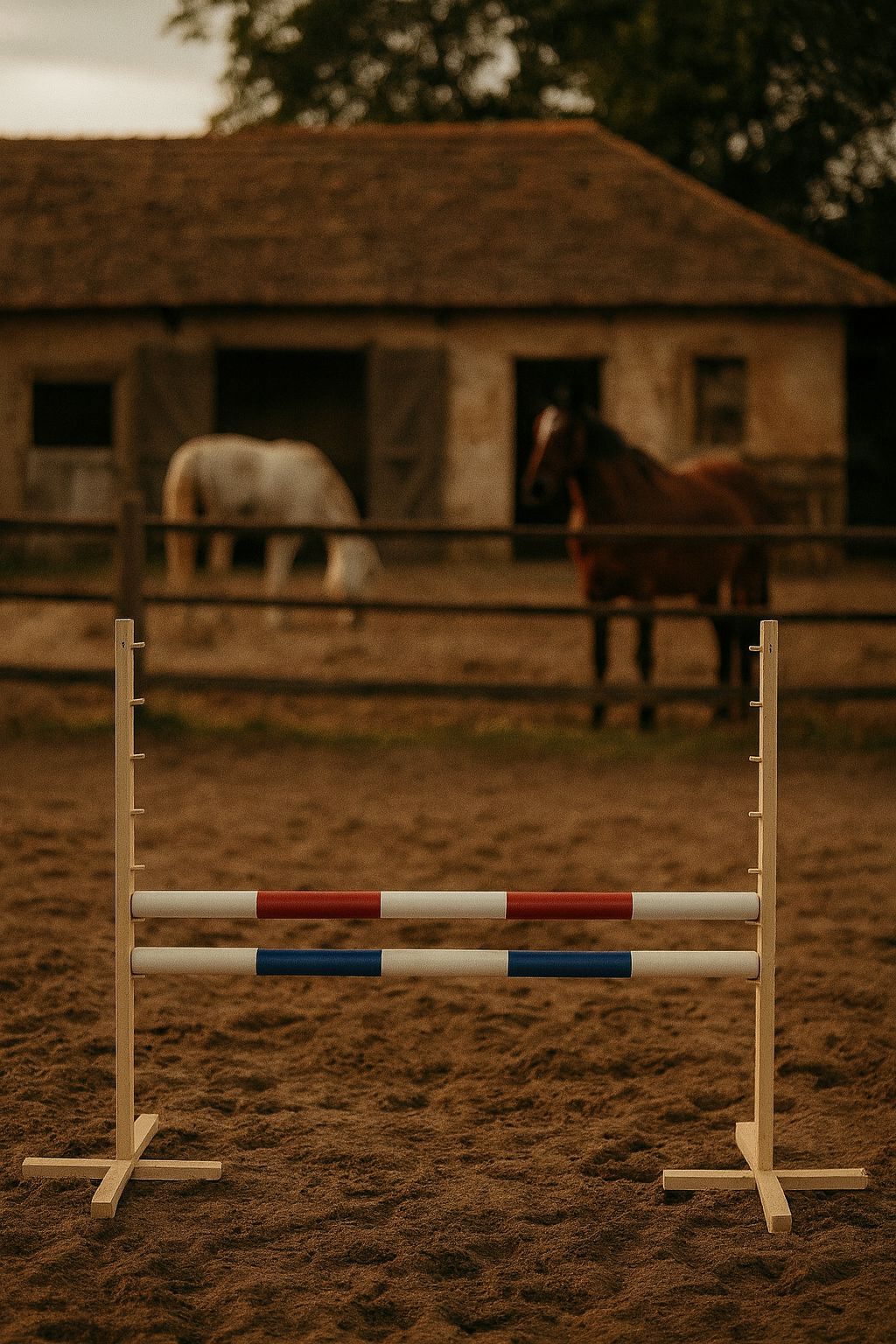 Przeszkoda skokowa do Hobby Horse 120cm, dwie belki - czerwona i niebieska