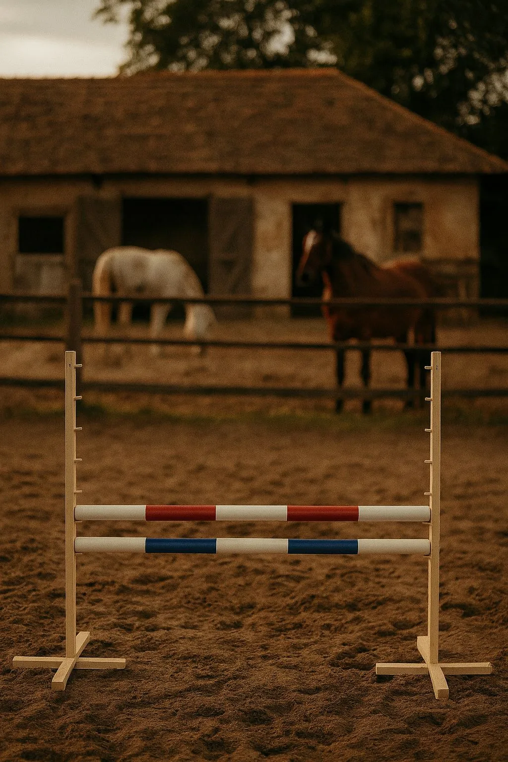Przeszkoda skokowa do Hobby Horse 120cm, dwie belki - czerwona i niebieska