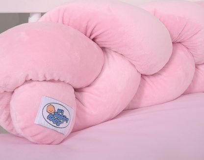 Ochraniacz warkocz pleciony MINKY do łóżeczka 180cm - różowy