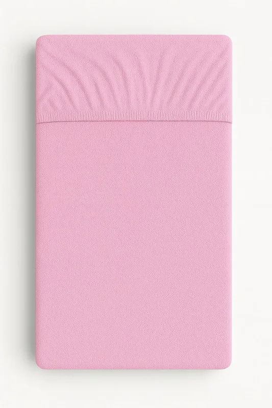 Prześcieradło frotte z gumką do łóżeczka 120x60cm - różowe