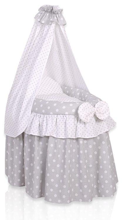 Wózek dla lalek Kosz Mojżesza dla lalek z baldachimem LITTLE PRINCESS różowy