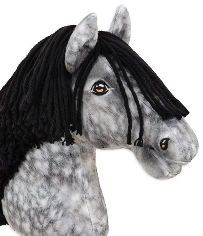 Hobby Horse Duży koń na kiju Premium - siwek jabłkowity z czarną grzywą A3