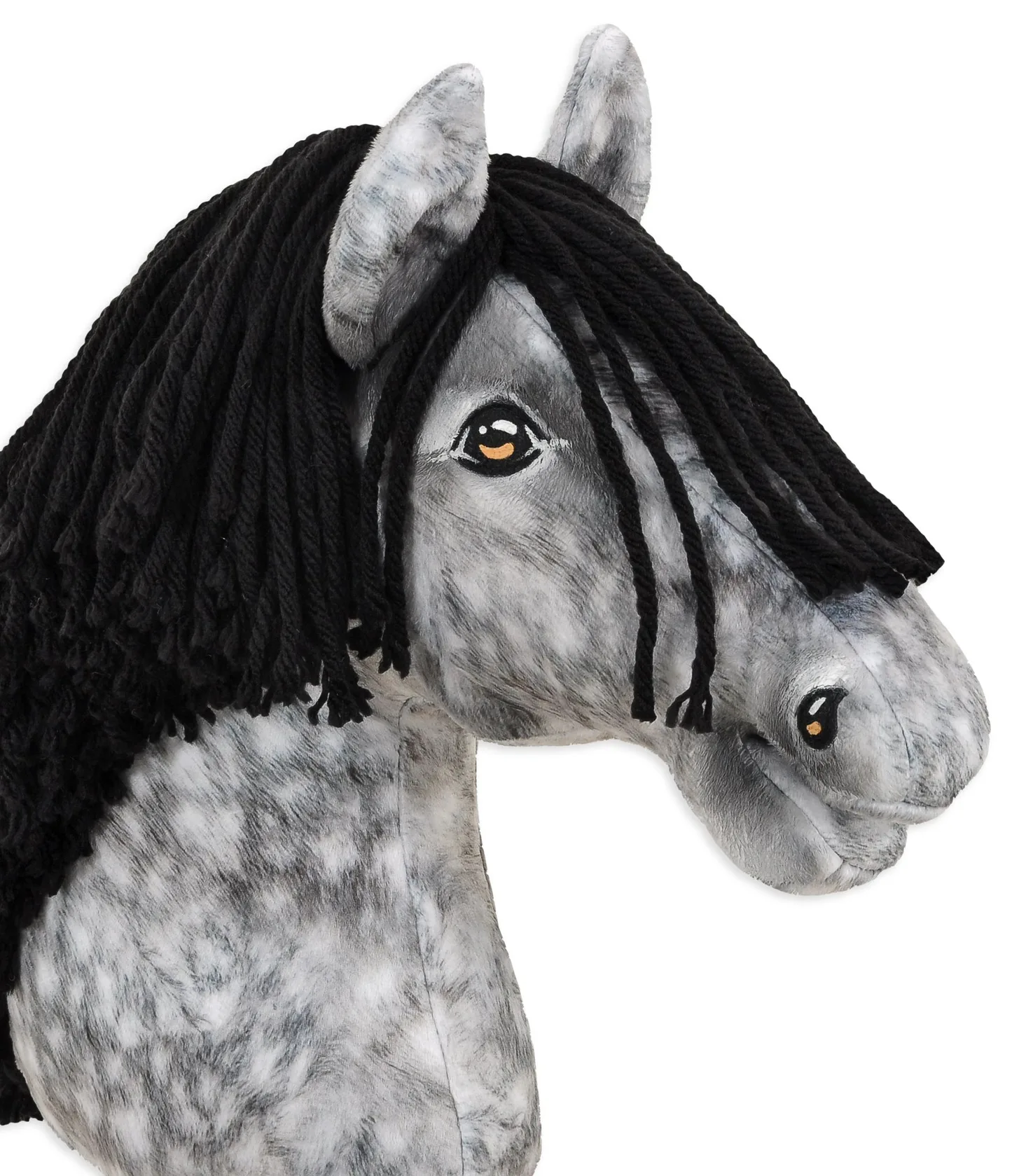 Hobby Horse Duży koń na kiju Premium - siwek jabłkowity z czarną grzywą A3