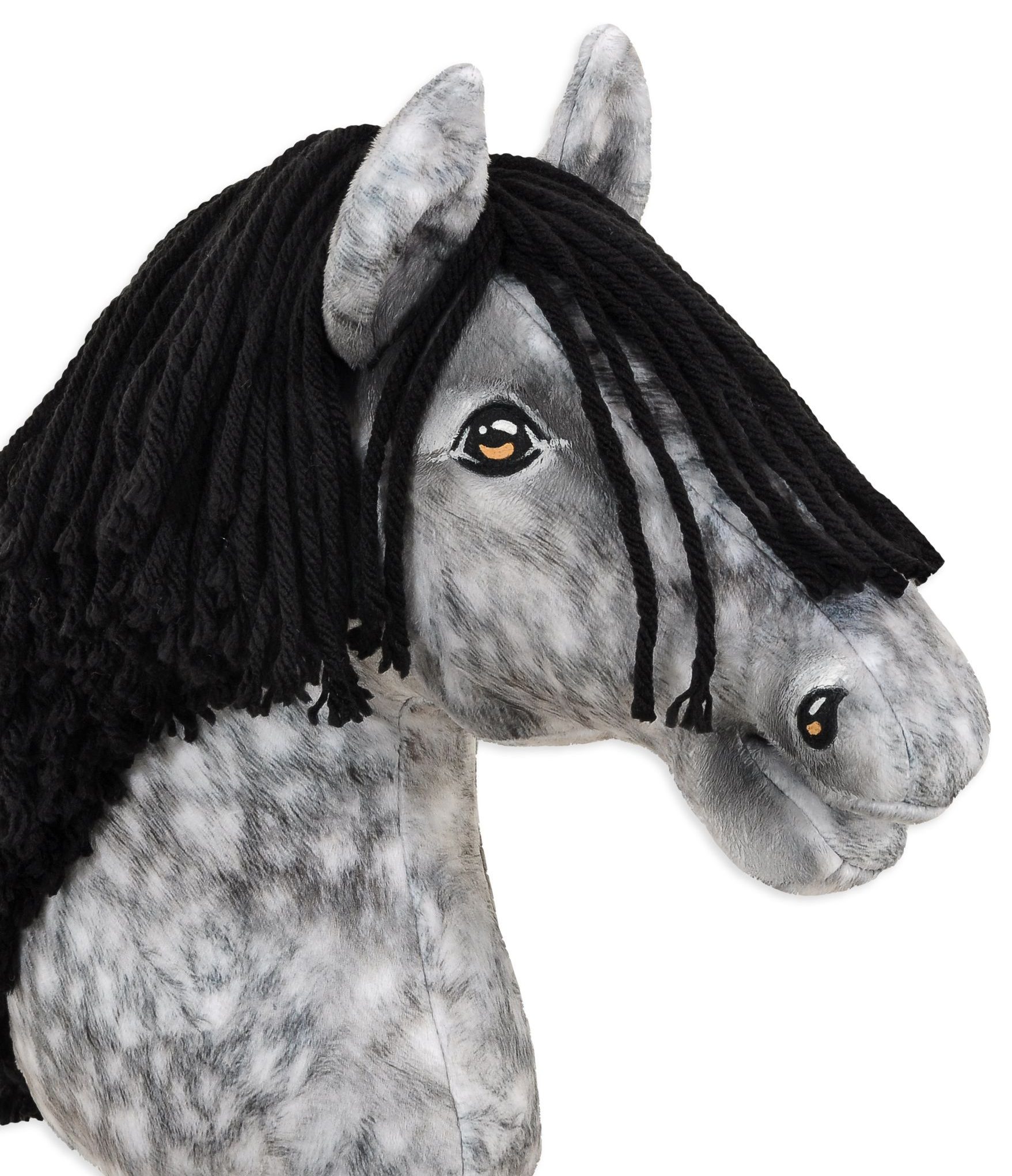 Hobby Horse Duży koń na kiju Premium - siwek jabłkowity z czarną grzywą A3