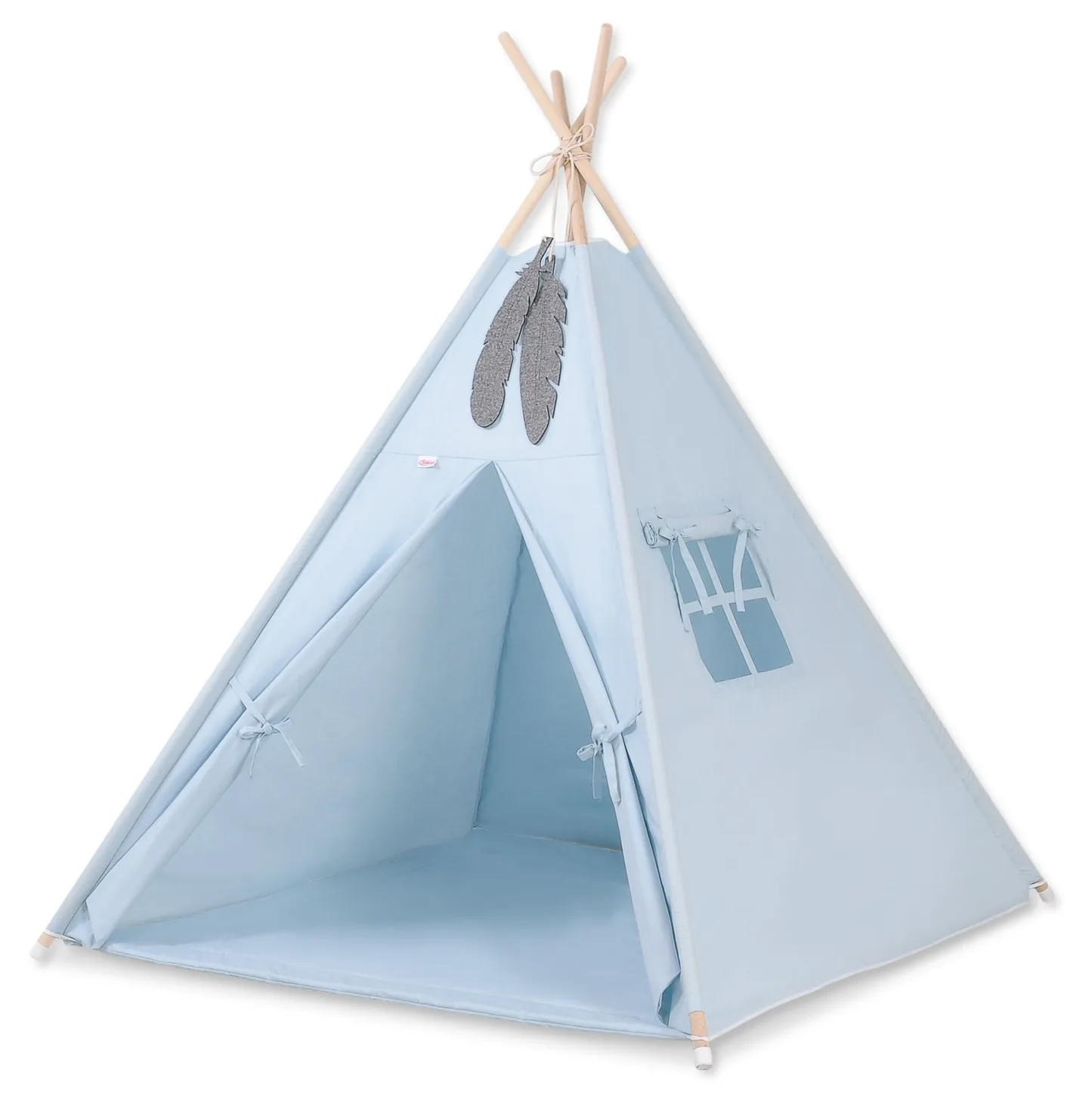 Namiot TIPI dla dzieci +mata + zawieszki pióra - Chevron różowy