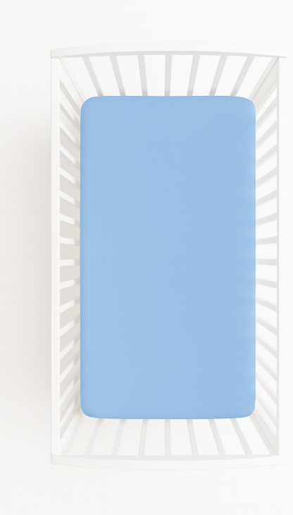 Prześcieradło jersey bawełna z gumką  do łóżeczka 120x60cm - niebieskie