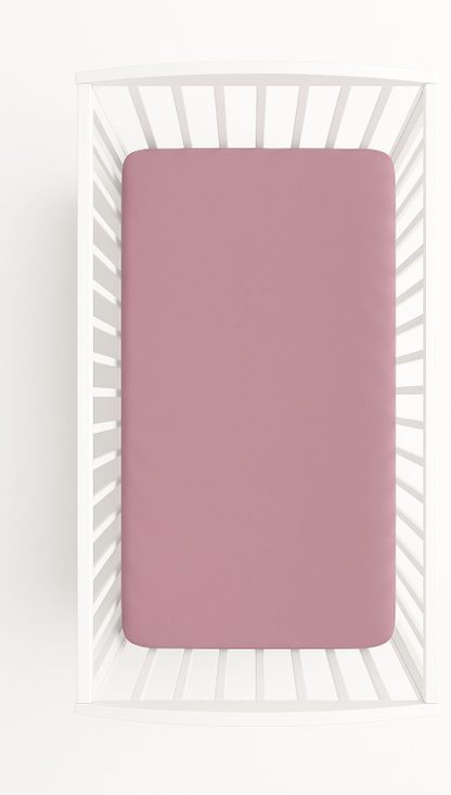 Prześcieradło bawełniane z gumką do łóżeczka 120x60 cm - róż retro