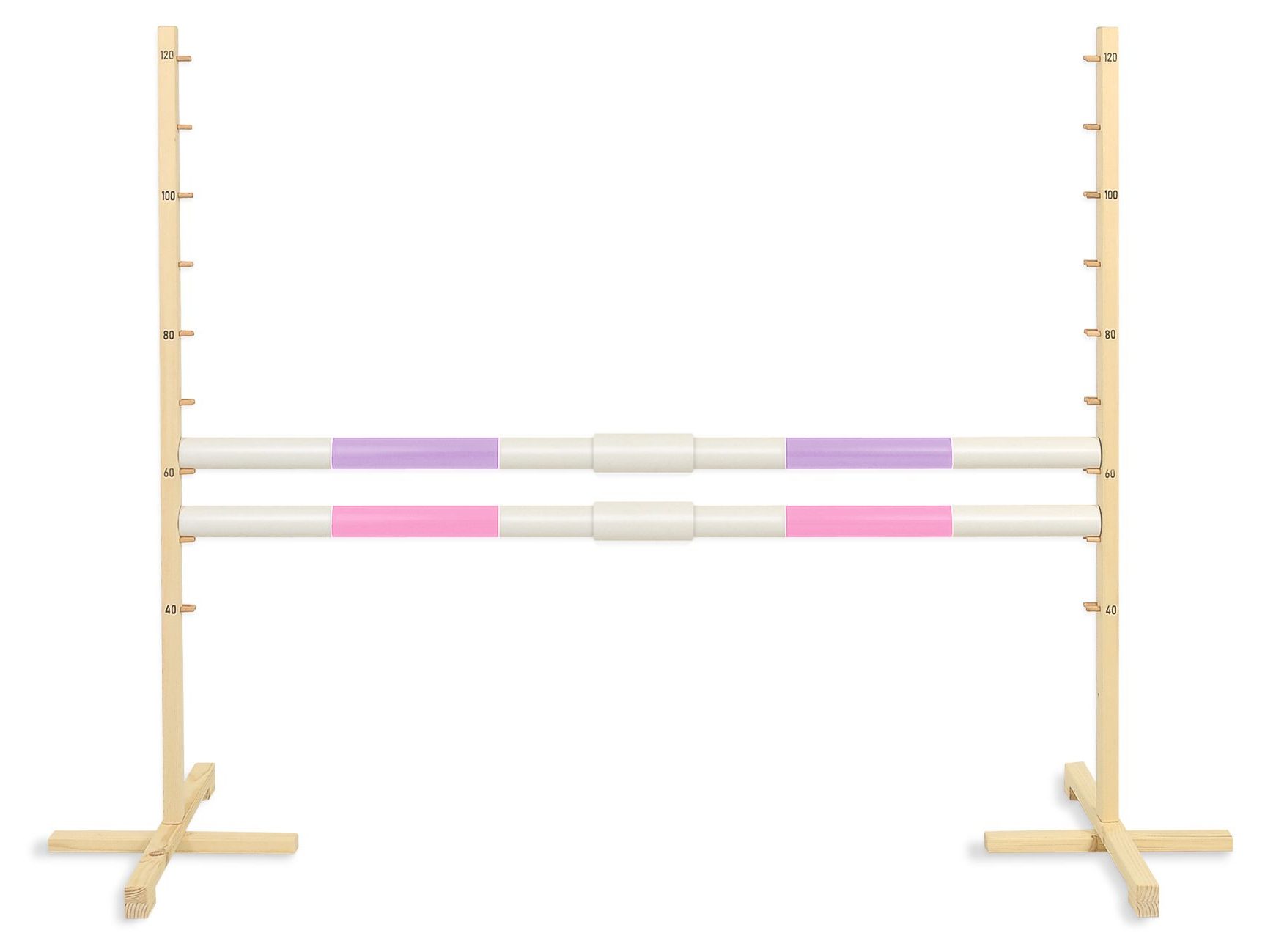 Przeszkoda skokowa do Hobby Horse 160cm, h-120 cm, dwie belki - jasny fiolet i jasny róż