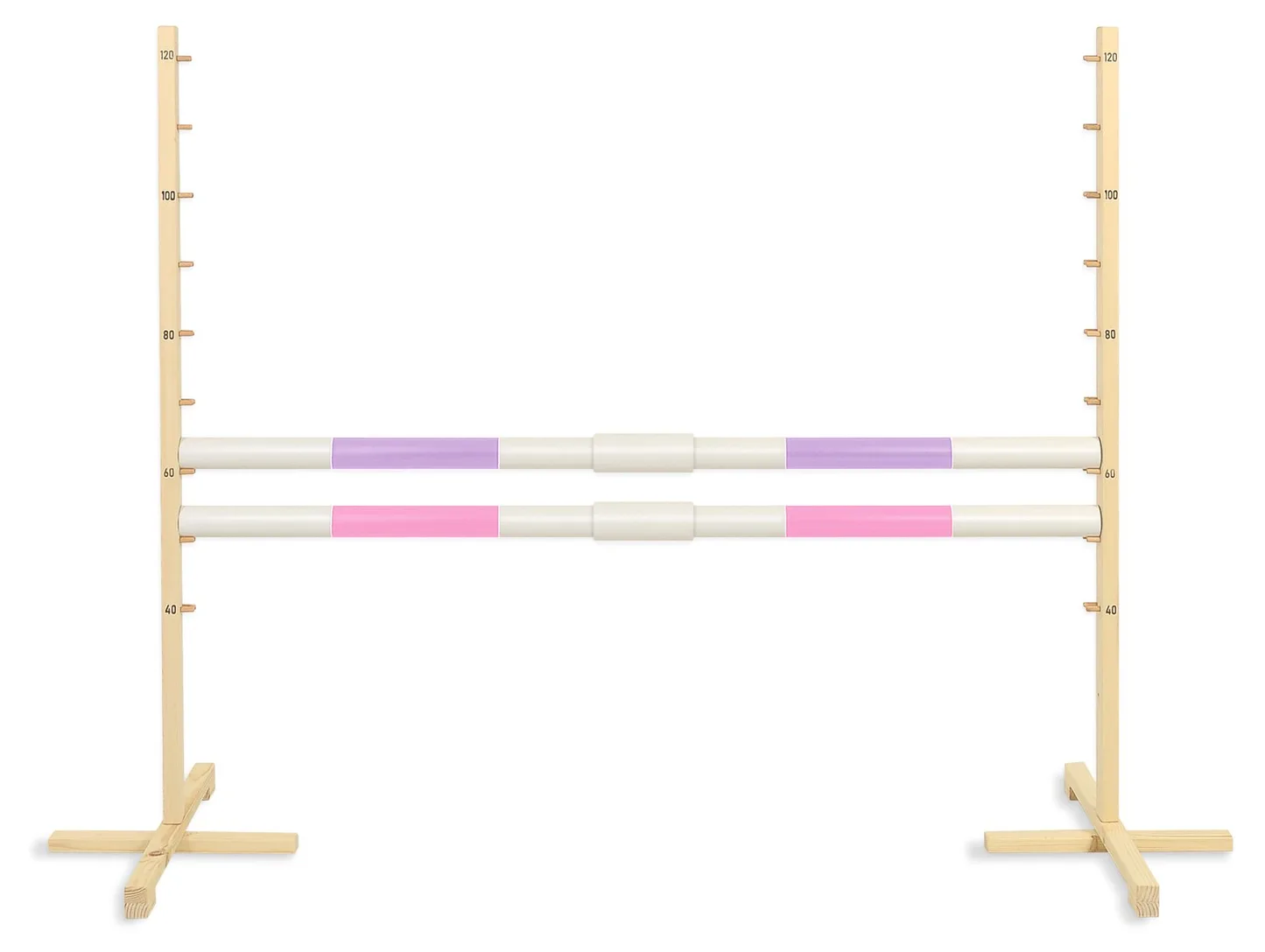 Przeszkoda skokowa do Hobby Horse 160cm, h-120 cm, dwie belki - jasny fiolet i jasny róż