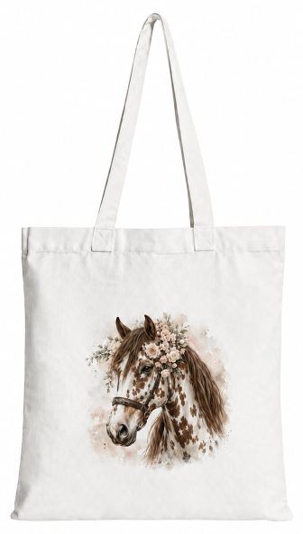 Torba bawełniana z białym koniem  – 38 × 42 cm