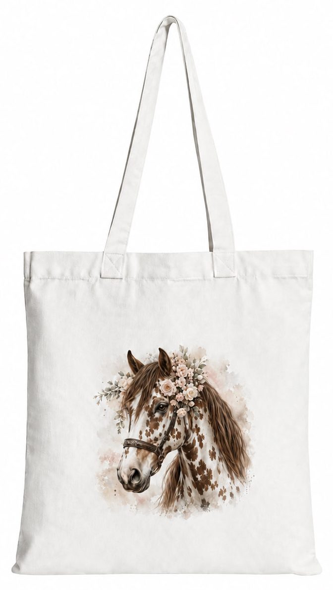 Torba bawełniana z białym koniem – 38 × 42 cm