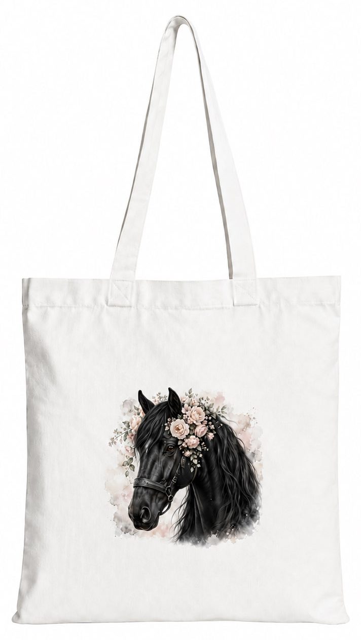 Torba bawełniana z białym koniem – 38 × 42 cm