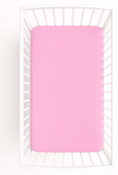 Prześcieradło frotte z gumką do łóżeczka 140x70cm - różowe