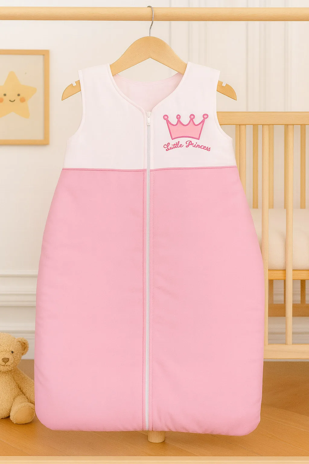 Śpiworek dla dzieci bawełniany M 6-12 mcy TOG 2.5 całoroczny ocieplany Little Princess różowy