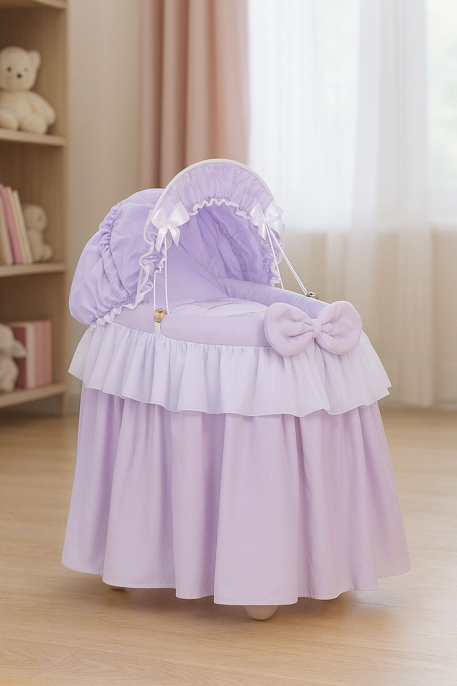 Wózek dla lalek Kosz Mojżesza dla lalek z budką LITTLE PRINCESS fioletowy