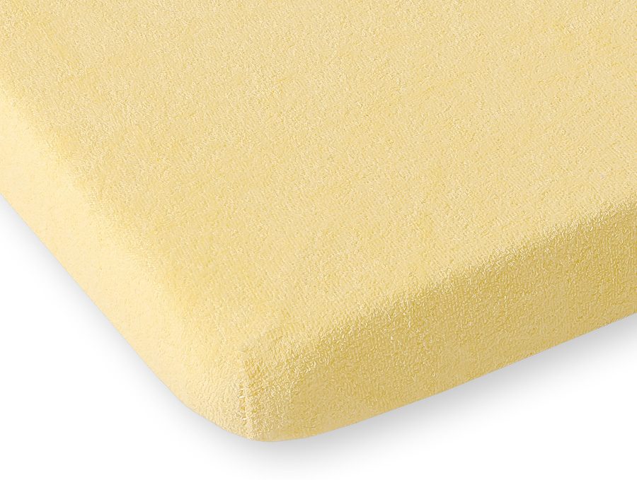 Prześcieradło frotte z gumką do łóżeczka 120x60cm - waniliowe
