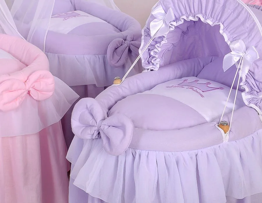 Wózek dla lalek Kosz Mojżesza dla lalek z budką LITTLE PRINCESS fioletowy