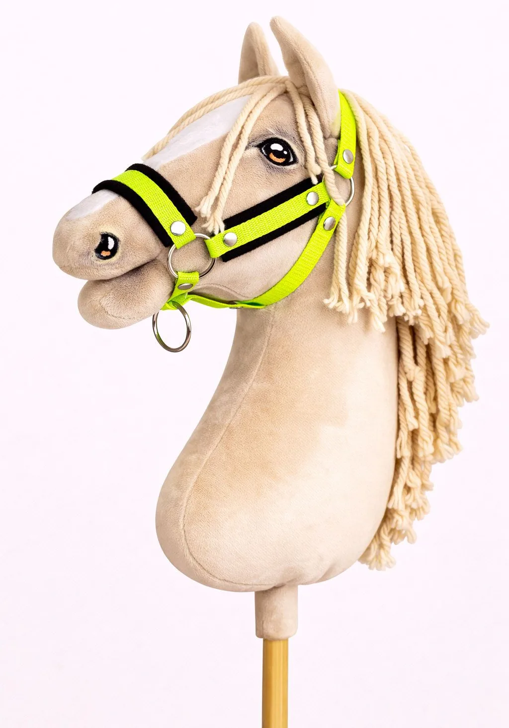 Kantar regulowany dla konia Hobby Horse A3 neon green białym futerkiem