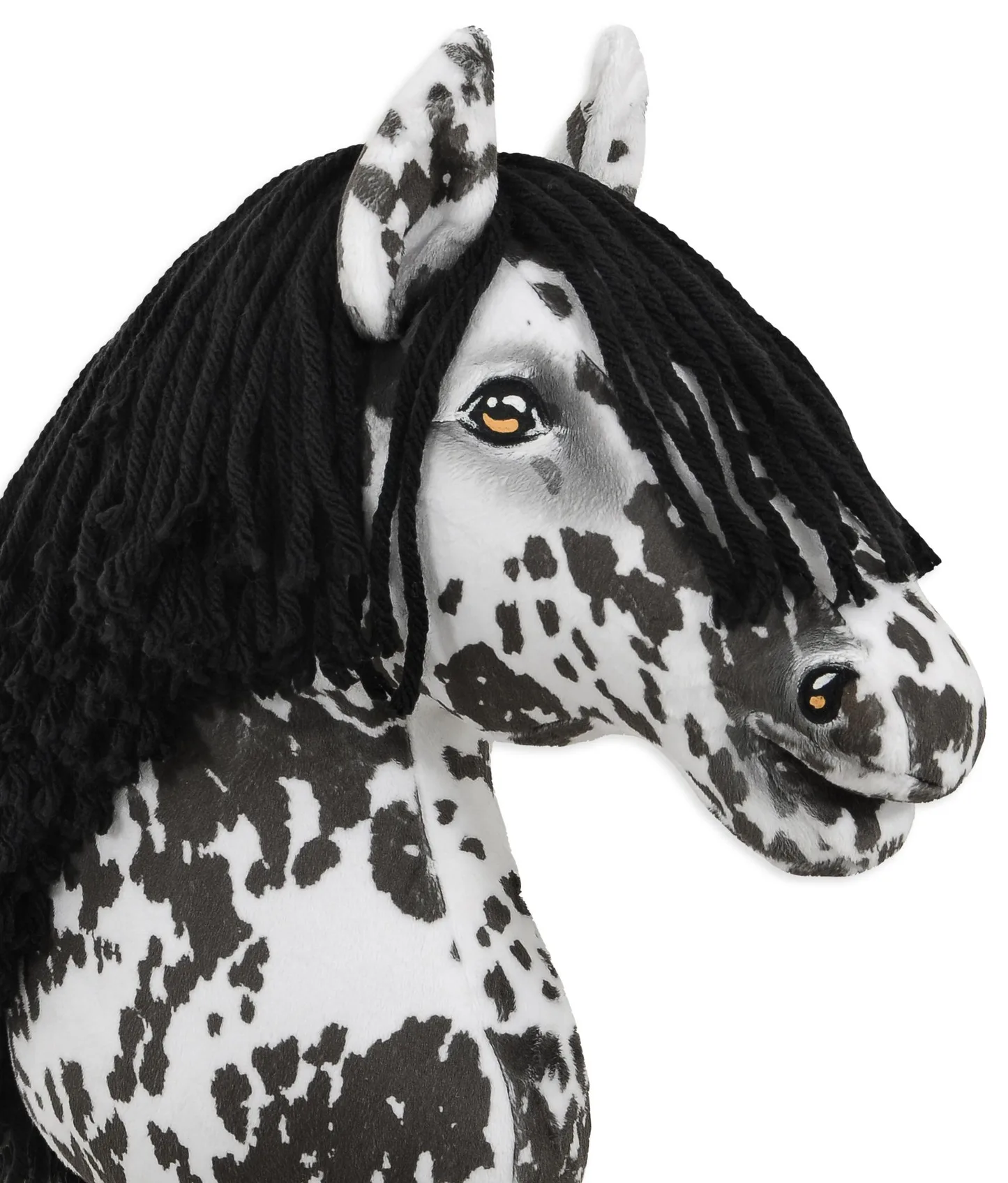 Hobby Horse Duży koń na kiju Premium - tarantowaty biało-czarny z czarną grzywą A3