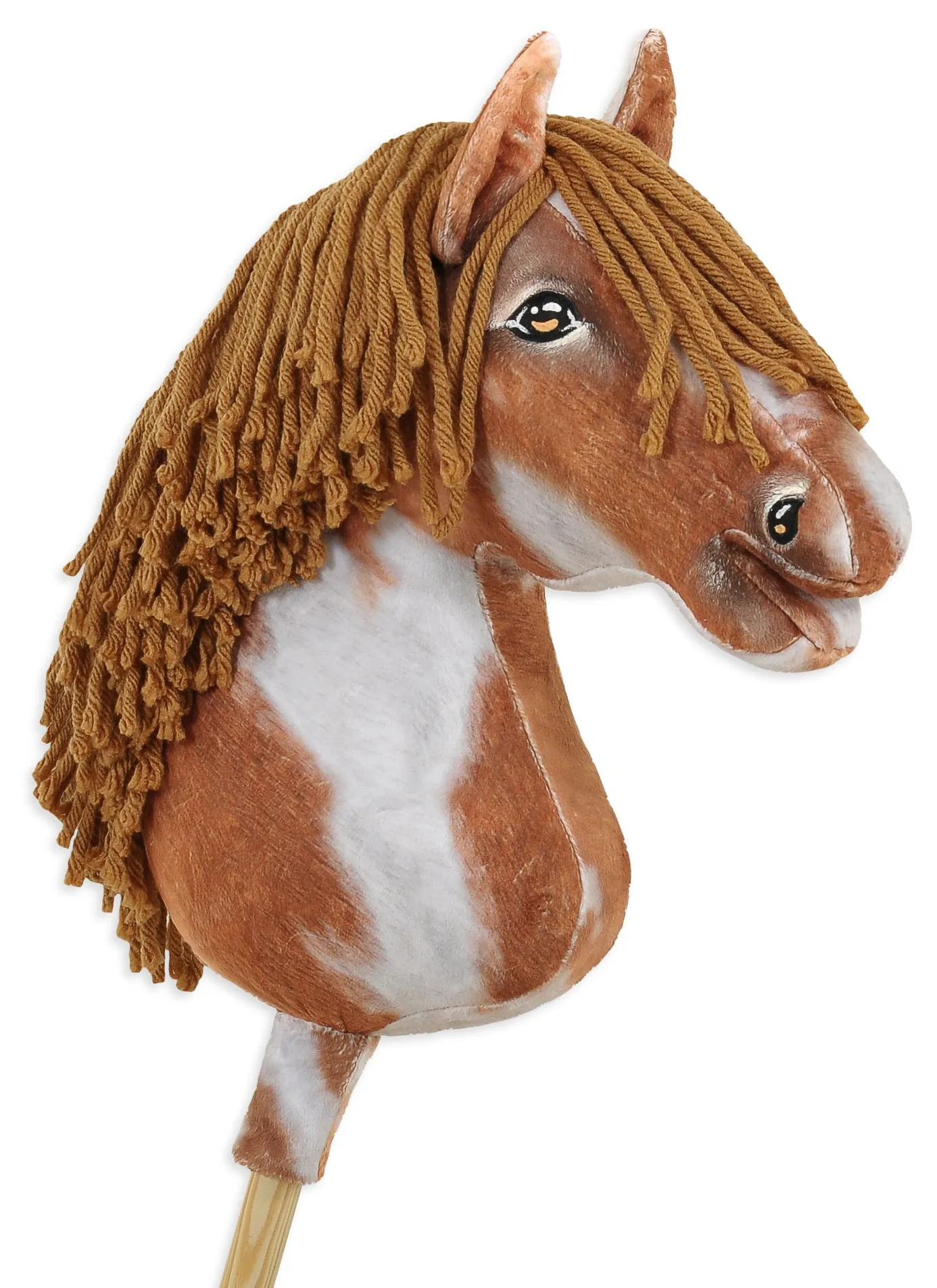 Hobby Horse Duży koń na kiju Premium - srokaty tobiano z brązową grzywą A3