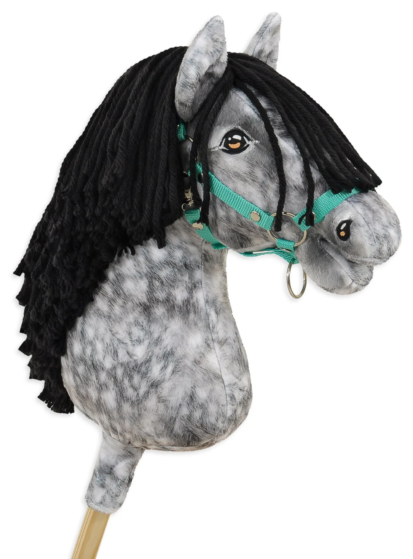 Hobby Horse Duży koń na kiju Premium - siwek jabłkowity z czarną grzywą A3