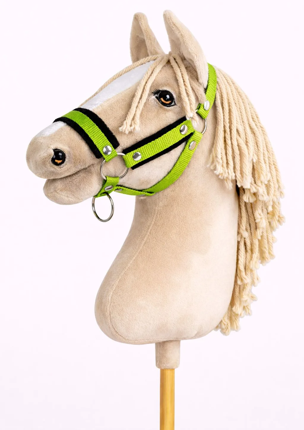 Kantar regulowany dla konia Hobby Horse A3 limonka białym futerkiem