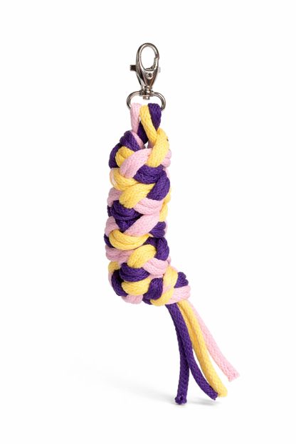 Uwiąz dla konia Hobby Horse pleciony ze sznurka – ciemny fiolet/ turkus/ terracota