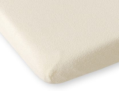 Prześcieradło frotte z gumką do łóżeczka 120x60cm - kremowe