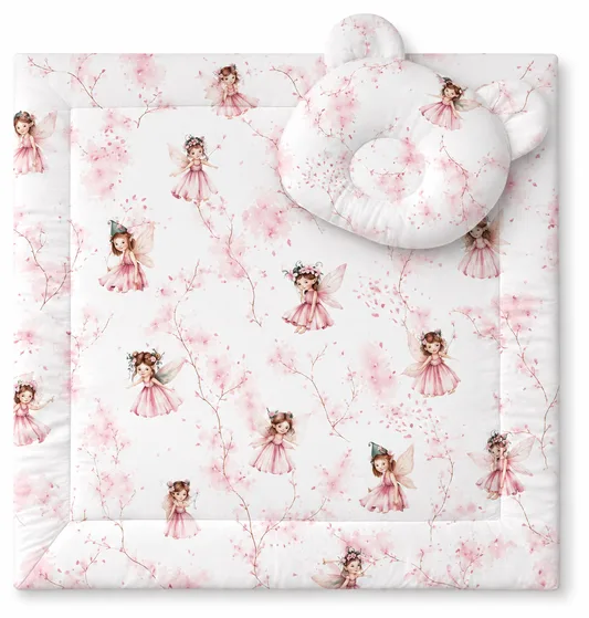 Kołderka z wypełnieniem i poduszka profilowana Miś - zestaw 2cz. - Blossom Fairies