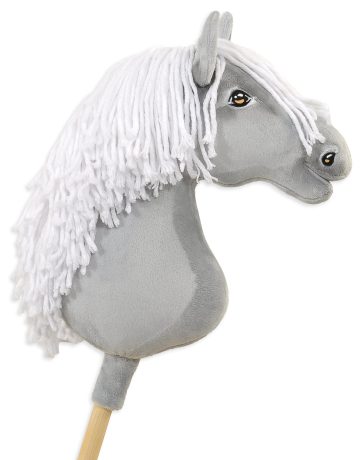 Hobby Horse Duży koń na kiju Premium - siwy z białą grzywą A3