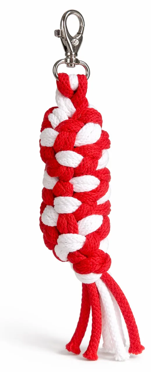 Uwiąz dla konia Hobby Horse pleciony ze sznurka – biało-różowy