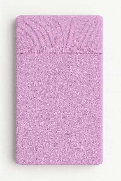 Prześcieradło frotte z gumką do łóżeczka 120x60cm - fioletowe