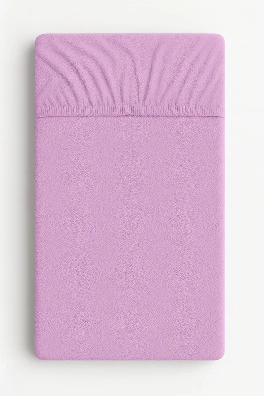 Prześcieradło frotte z gumką do łóżeczka 120x60cm - fioletowe