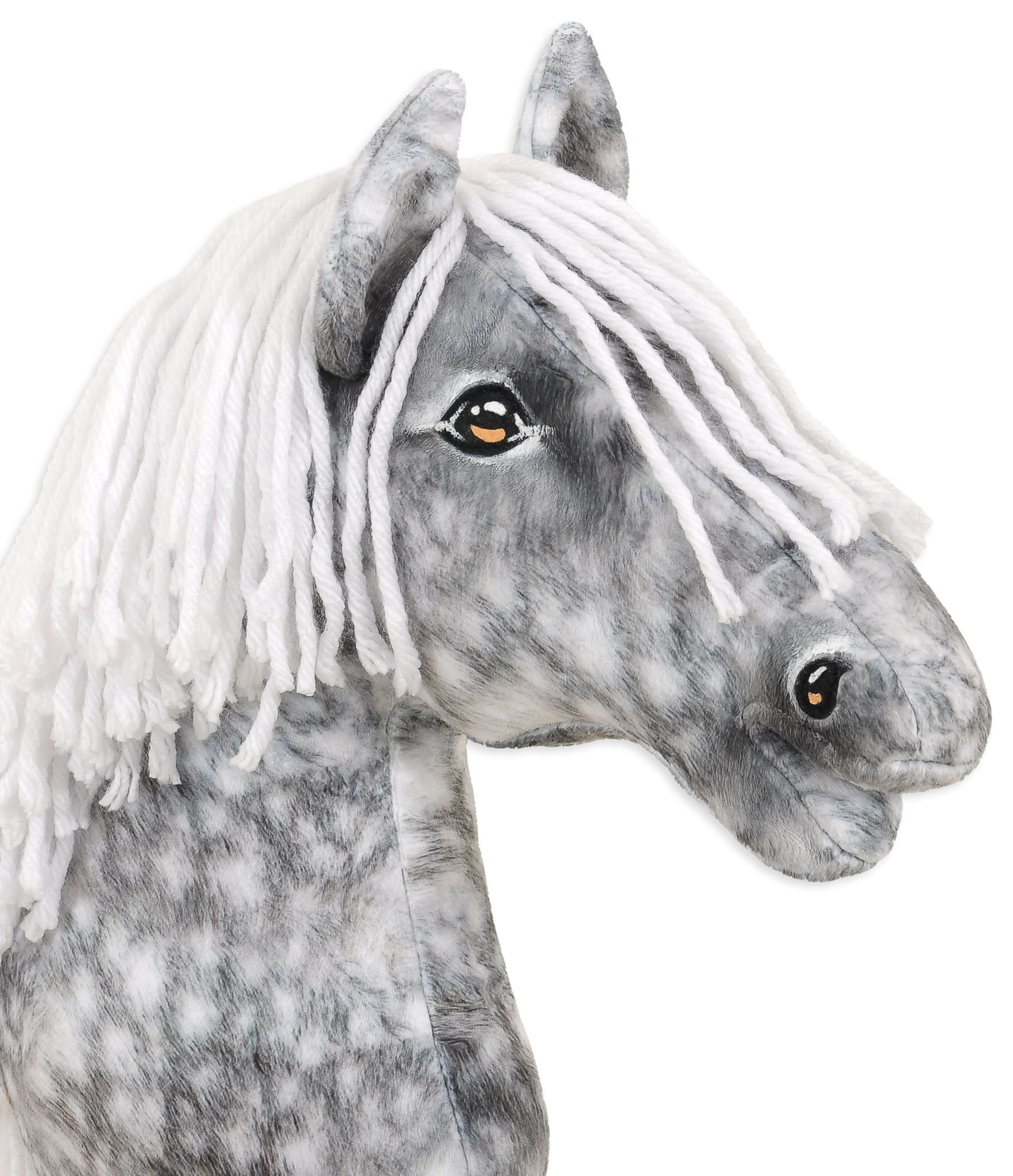 Hobby Horse Duży koń na kiju Premium - siwek jabłkowity z białą grzywą A3
