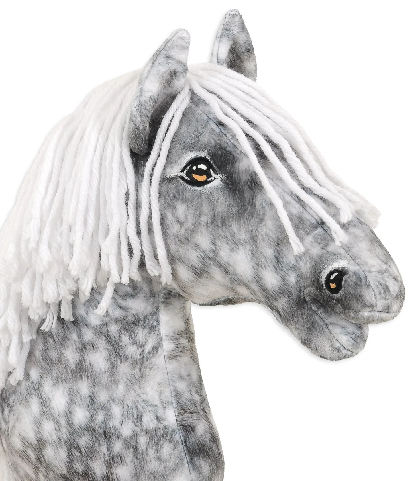 Hobby Horse Duży koń na kiju Premium - siwek jabłkowity z białą grzywą A3