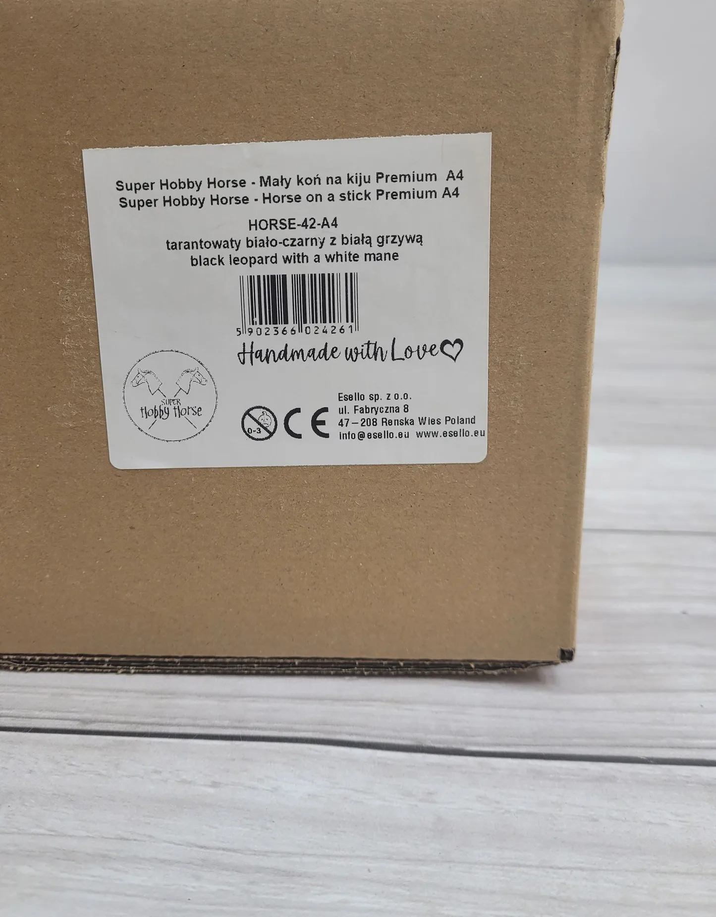 Hobby Horse Średni koń na kiju Premium tarantowaty biało-czarny z białą grzywą A4