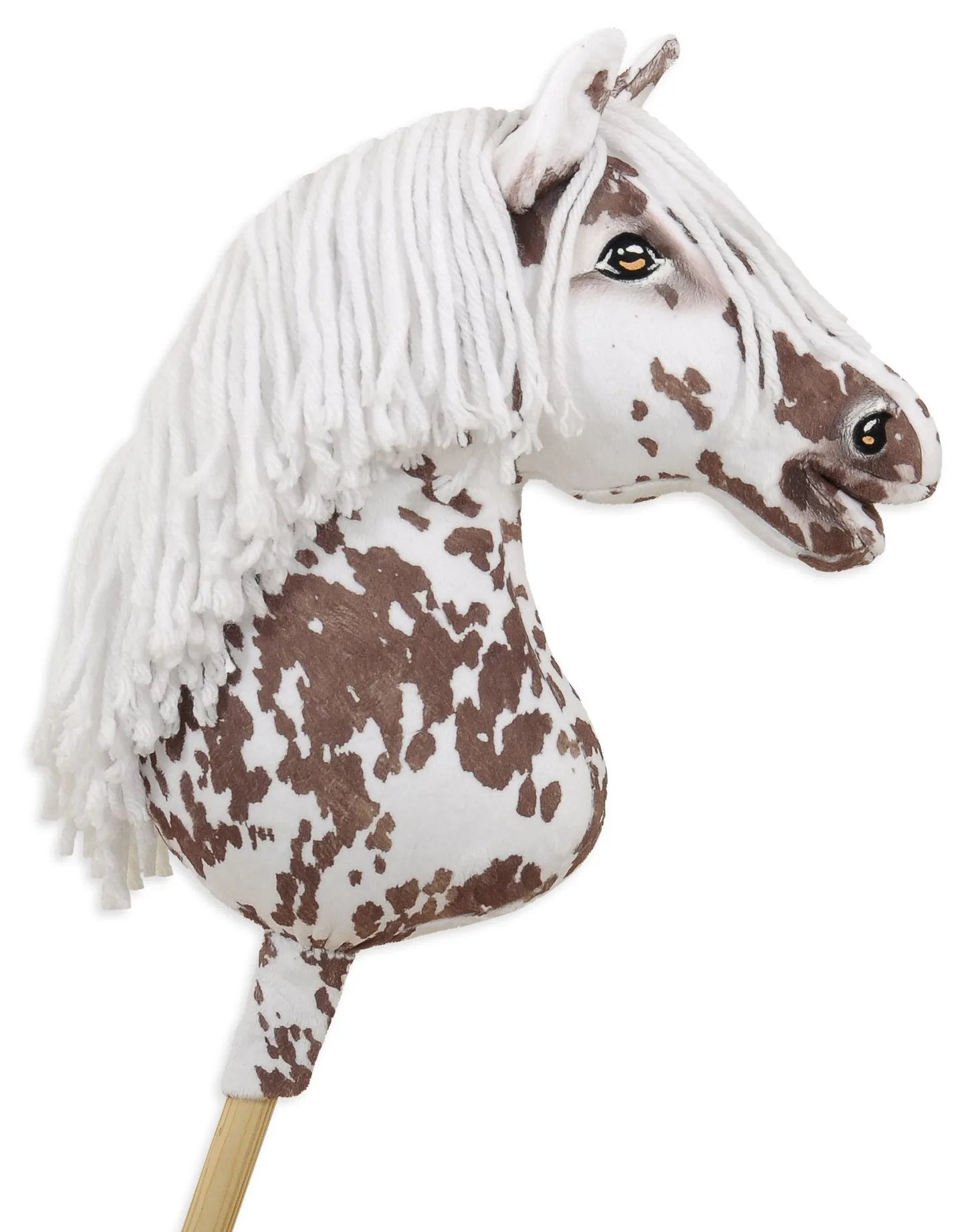 Hobby Horse Duży koń na kiju Premium - tarantowaty biało-brązowy z białą grzywą A3
