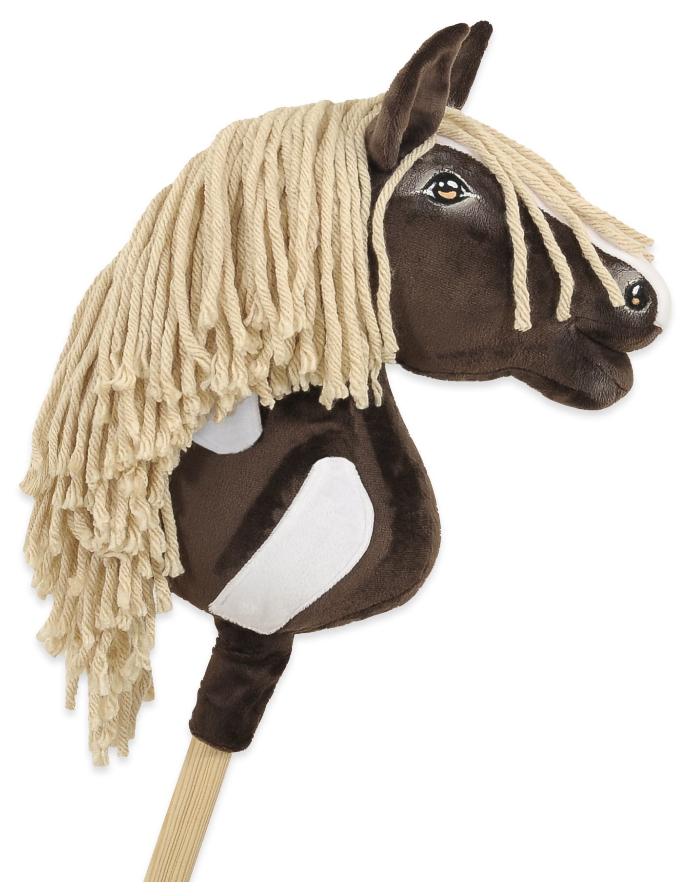 Hobby Horse Średni koń na kiju Premium ciemnobrązowy western ciemnogniady z jasną grzywą A4