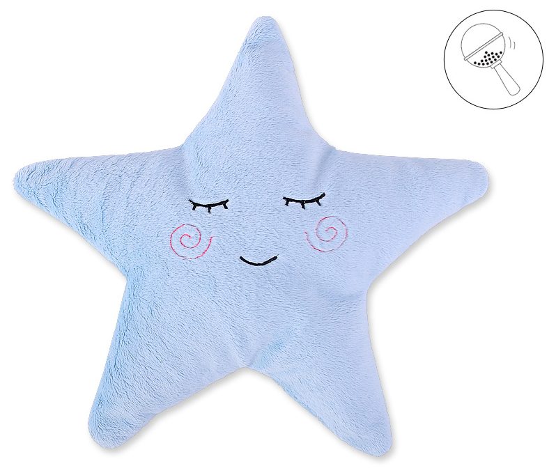 Poduszka przytulanka z minky Little STAR z grzechotką - niebieska