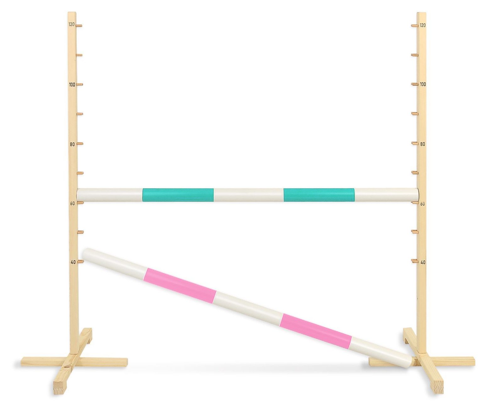 Przeszkoda skokowa do Hobby Horse 120cm, dwie belki - miętowa i jasny róż