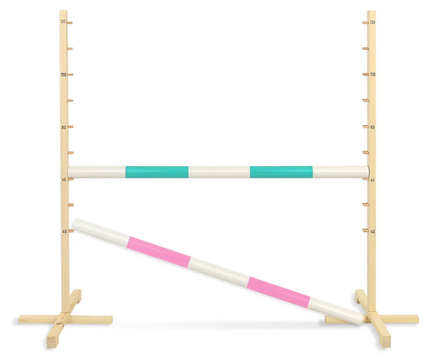 Przeszkoda skokowa do Hobby Horse 120cm, dwie belki - miętowa i jasny róż