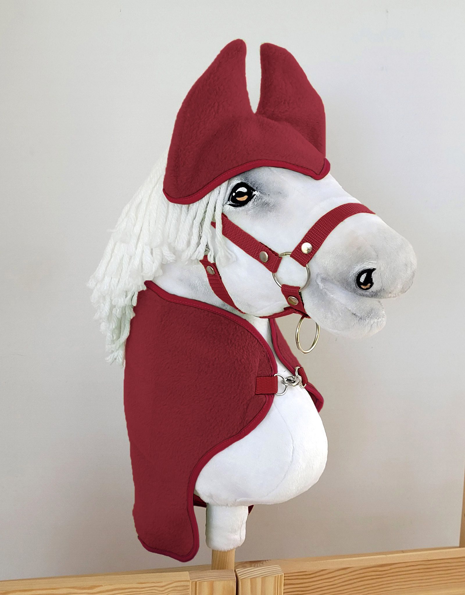 Zestaw dla Hobby Horse uniwersalny A4 i A5: polarowa derka + nauszniki – bordo